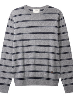 Noa O_neck Stripe - Grey Melange/Navy