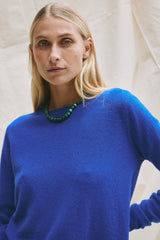 Beta Studios O-Neck Basic Cashmere Cashmere Tops Azure Blue
