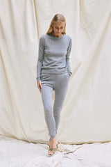 Beta Studios O-Neck Basic Cashmere Cashmere Tops Grey Melange