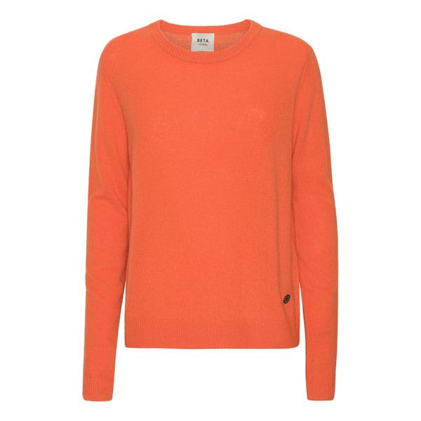 Beta Studios O-Neck Basic Cashmere Cashmere Tops Poppy Orange