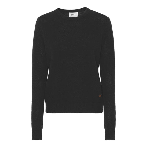 Beta Studios O-Neck Basic Cashmere Cashmere Tops Black