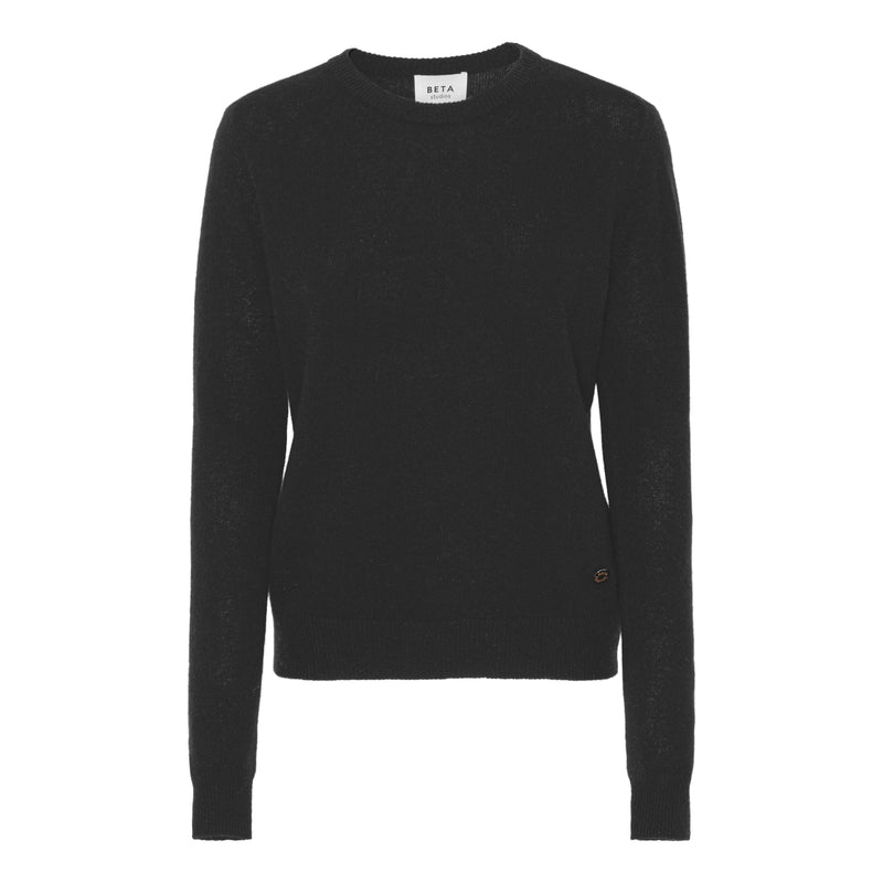 Beta Studios O-Neck Basic Cashmere Cashmere Tops Black