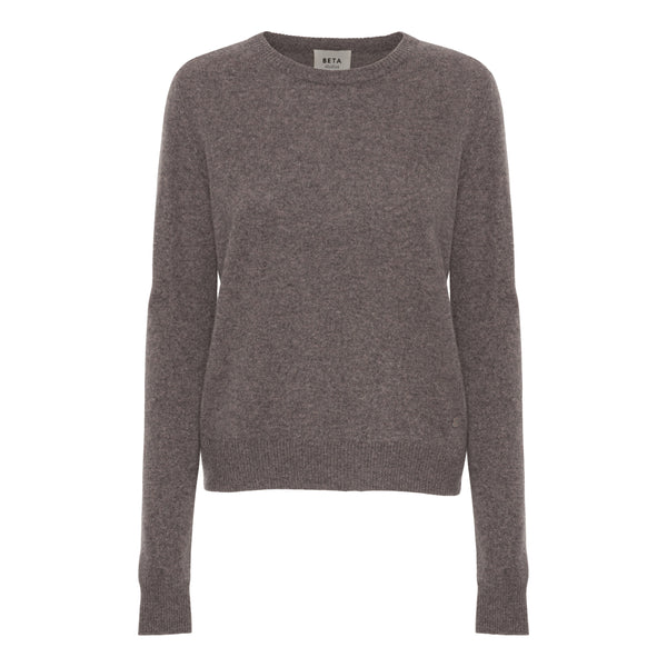 Beta Studios O-Neck Basic Cashmere Cashmere Tops Mole