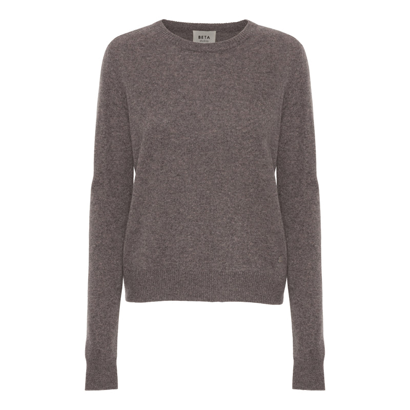 Beta Studios O-Neck Basic Cashmere Cashmere Tops Mole