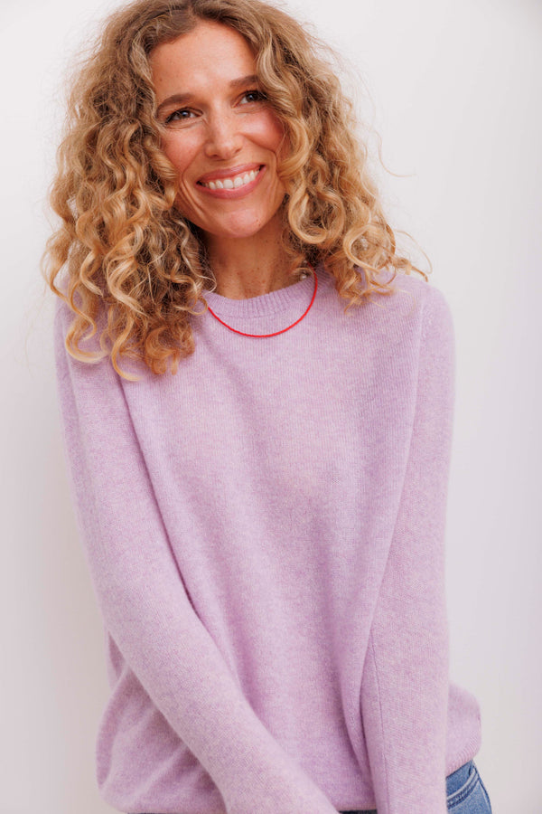 Beta Studios O-Neck Basic Cashmere Cashmere Tops Orchid Bloom