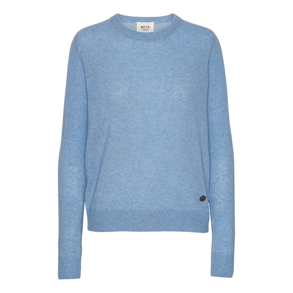 Beta Studios O-Neck Basic Cashmere Cashmere Tops Powder Blue