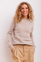 Beta Studios O-Neck Basic Cashmere Cashmere Tops Sand Melange