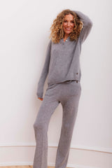 Beta Studios Pant Straight Fit Cashmere Cashmere Pants Grey Melange