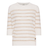 Beta Studios Lady Sleeve Striped Cashmere Cashmere Tops Almost White/Sand Melange