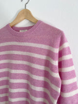 Beta Studios Lady Sleeve Striped Cashmere Cashmere Tops Blossom Pink/Almost White