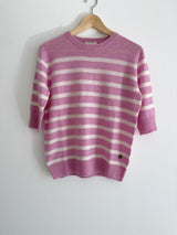 Beta Studios Lady Sleeve Striped Cashmere Cashmere Tops Blossom Pink/Almost White