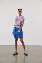 Beta Studios Lady Sleeve Striped Cashmere Cashmere Tops Blossom Pink/Grey Melange