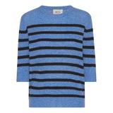 Beta Studios Lady Sleeve Striped Cashmere Cashmere Tops Ocean Blue/Black