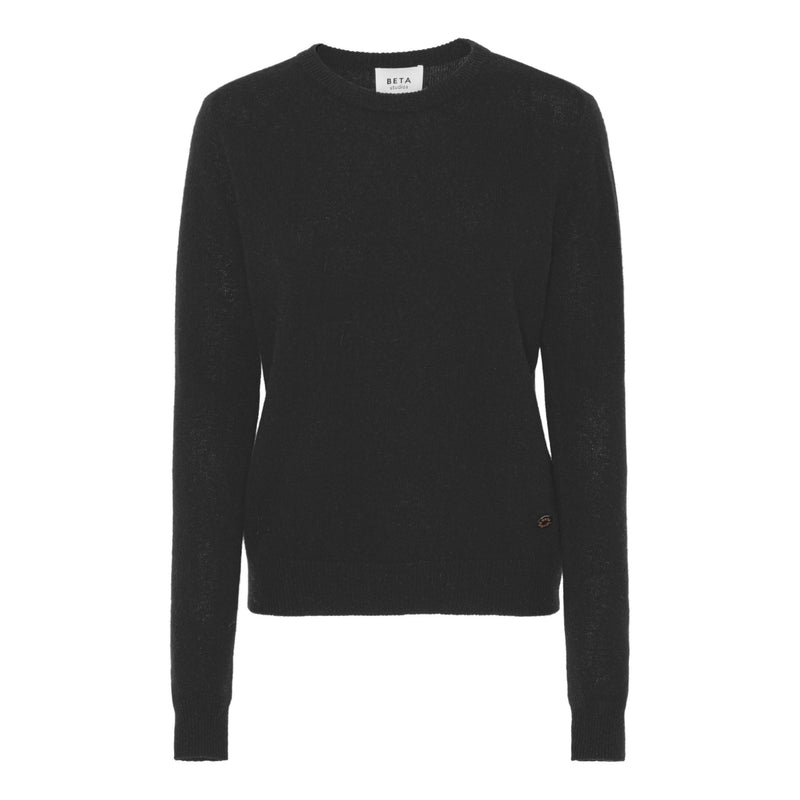 Beta Studios O-Neck Basic Cashmere Cashmere Tops Black