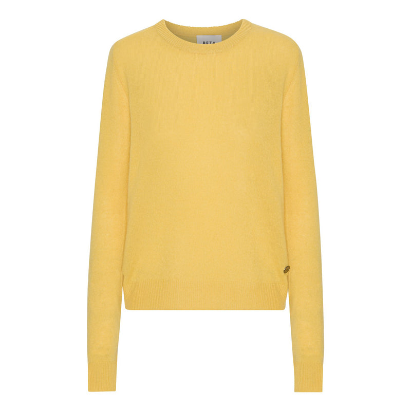 Beta Studios O-Neck Basic Cashmere Cashmere Tops Golden Yellow